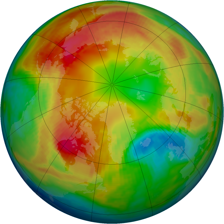 Arctic ozone map for 19 February 1988